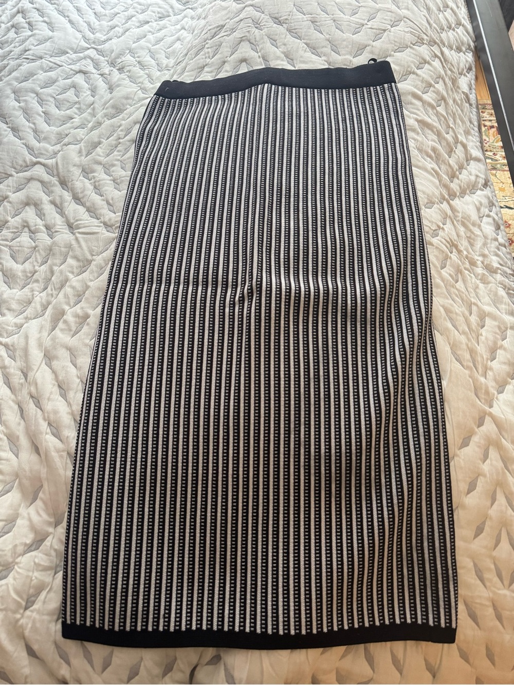 Aritzia Black and White Vertical Stripe Pencil Skirt